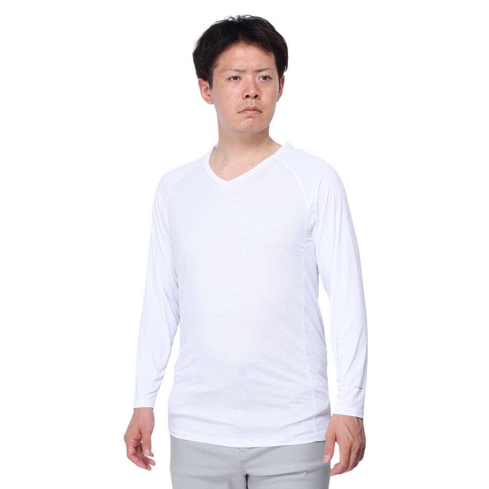 トミーアーマー（Tommy Armour）（メンズ）ゴルフウェア 吸汗速乾 接触冷感 長袖VネックTシャツ TAGC24S040051 WHT