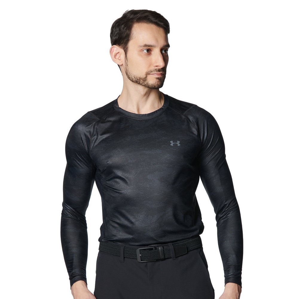 アンダーアーマー（UNDER ARMOUR）（メンズ）ゴルフウェア アイソチル フィッティド カモ ロングスリーブ クルーネックシャツ 6001244 001