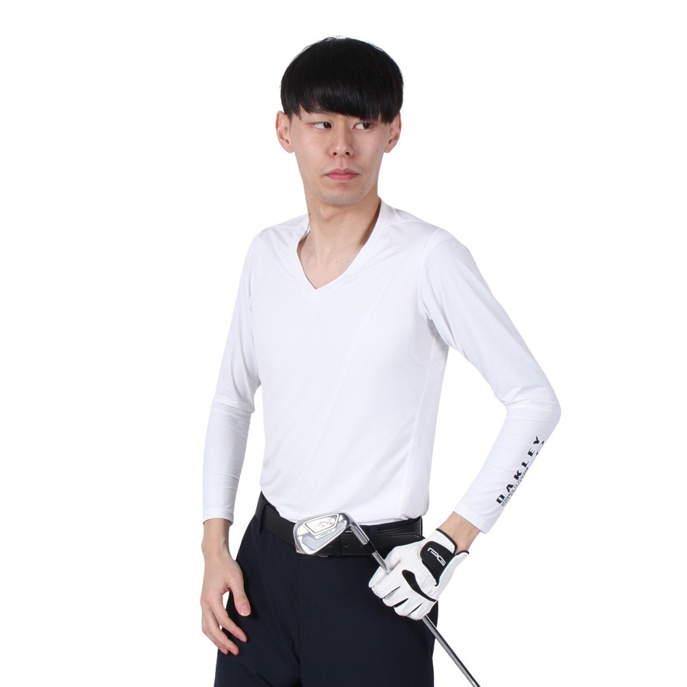 オークリー（OAKLEY）（メンズ）ゴルフウェア インナー 長袖 吸水速乾 接触冷感 ベースレイヤー Vネックベースレイヤー 5.0 FOA407738-100