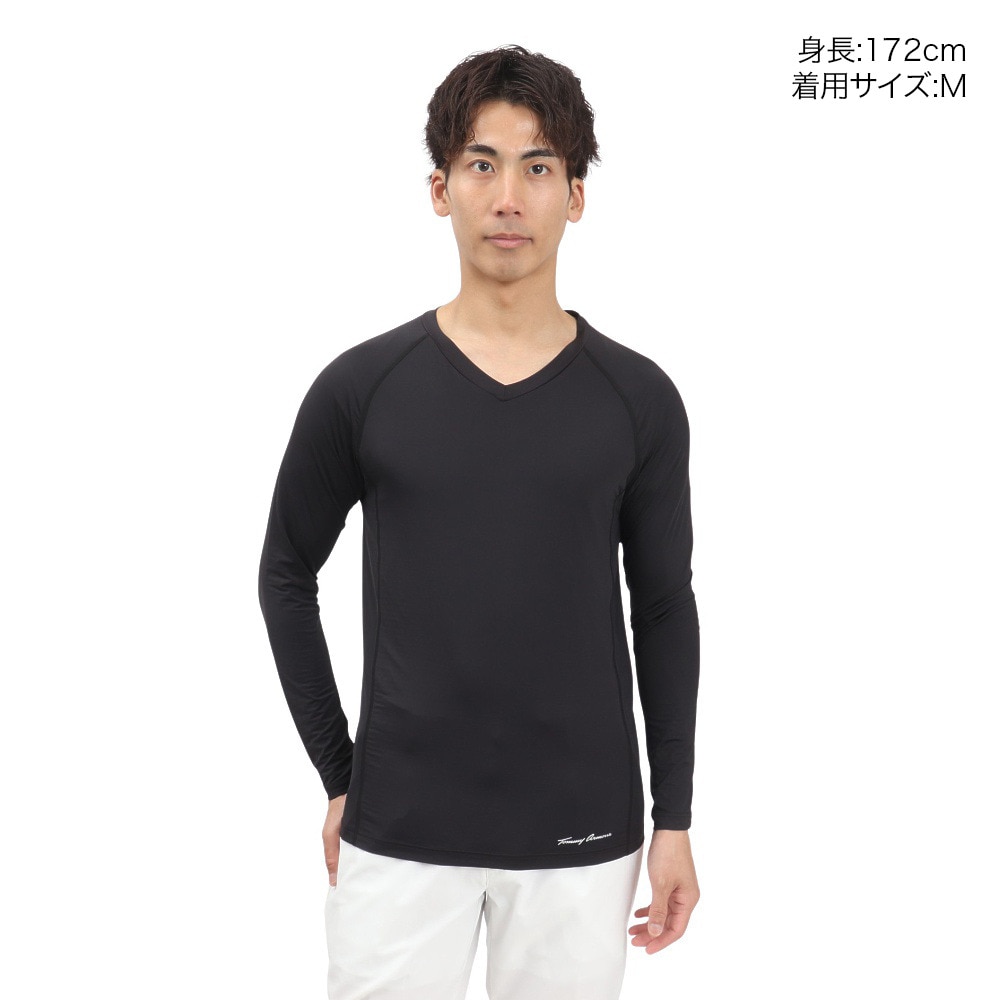 トミーアーマー（Tommy Armour）（メンズ）ゴルフウェア 接触冷感 高通気 長袖 Vネックシャツ TAGC25S040006 BLK