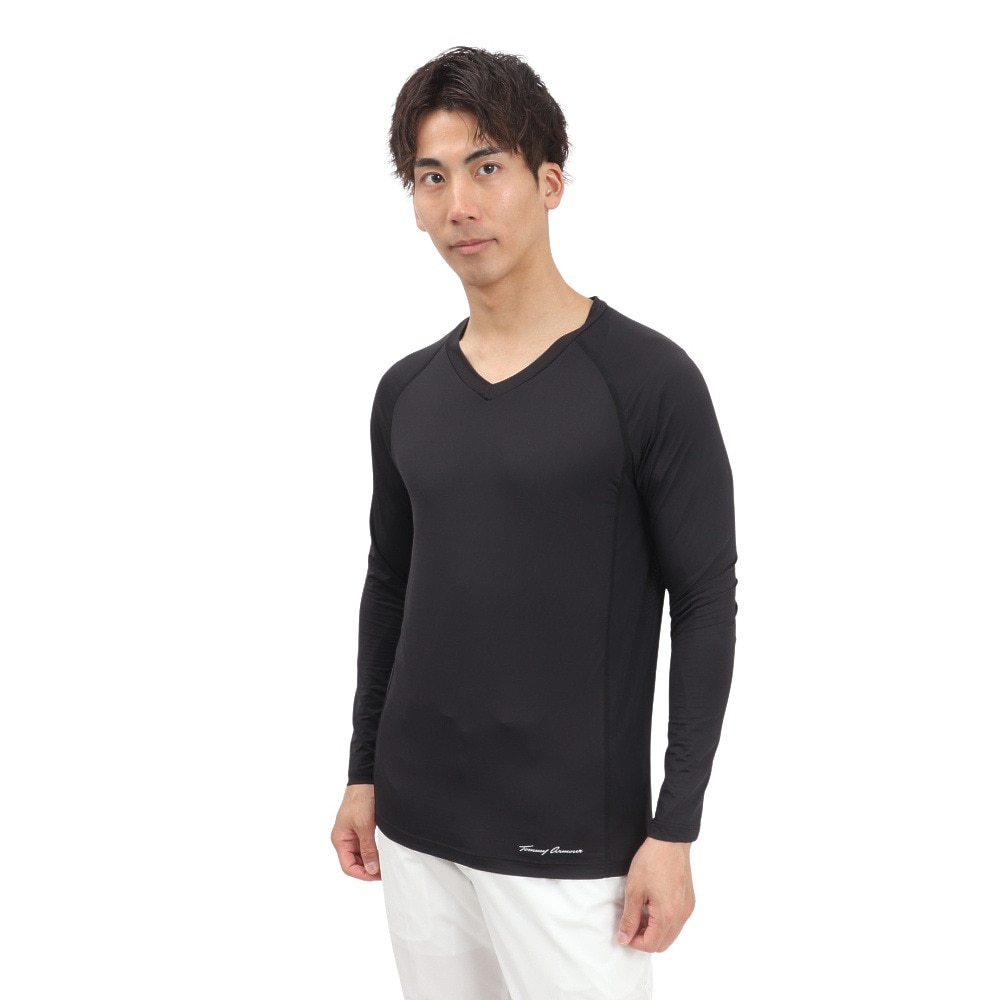 トミーアーマー（Tommy Armour）（メンズ）ゴルフウェア 接触冷感 高通気 長袖 Vネックシャツ TAGC25S040006 BLK