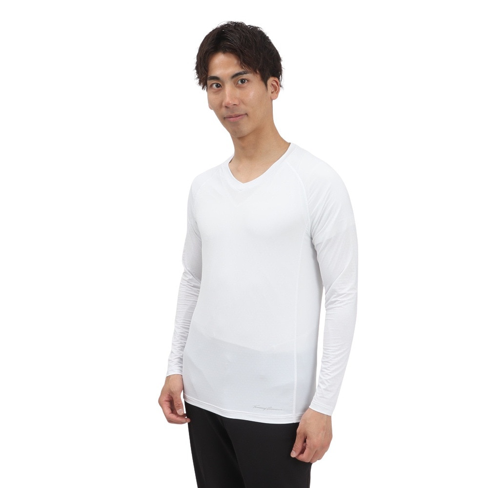 トミーアーマー（Tommy Armour）（メンズ）ゴルフウェア 接触冷感 高通気 長袖 Vネックシャツ TAGC25S040006 WHT