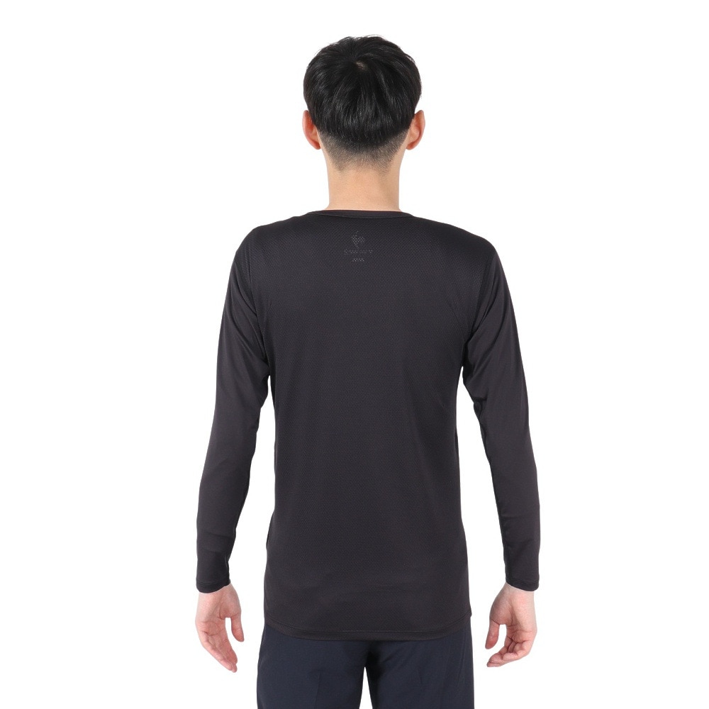 ルコックスポルティフ（lecoqsportif）（メンズ）ゴルフウェア 吸汗速乾 ストレッチフォーサー Vネック メッシュ 長袖 アンダーシャツ QGMXJM01BK00