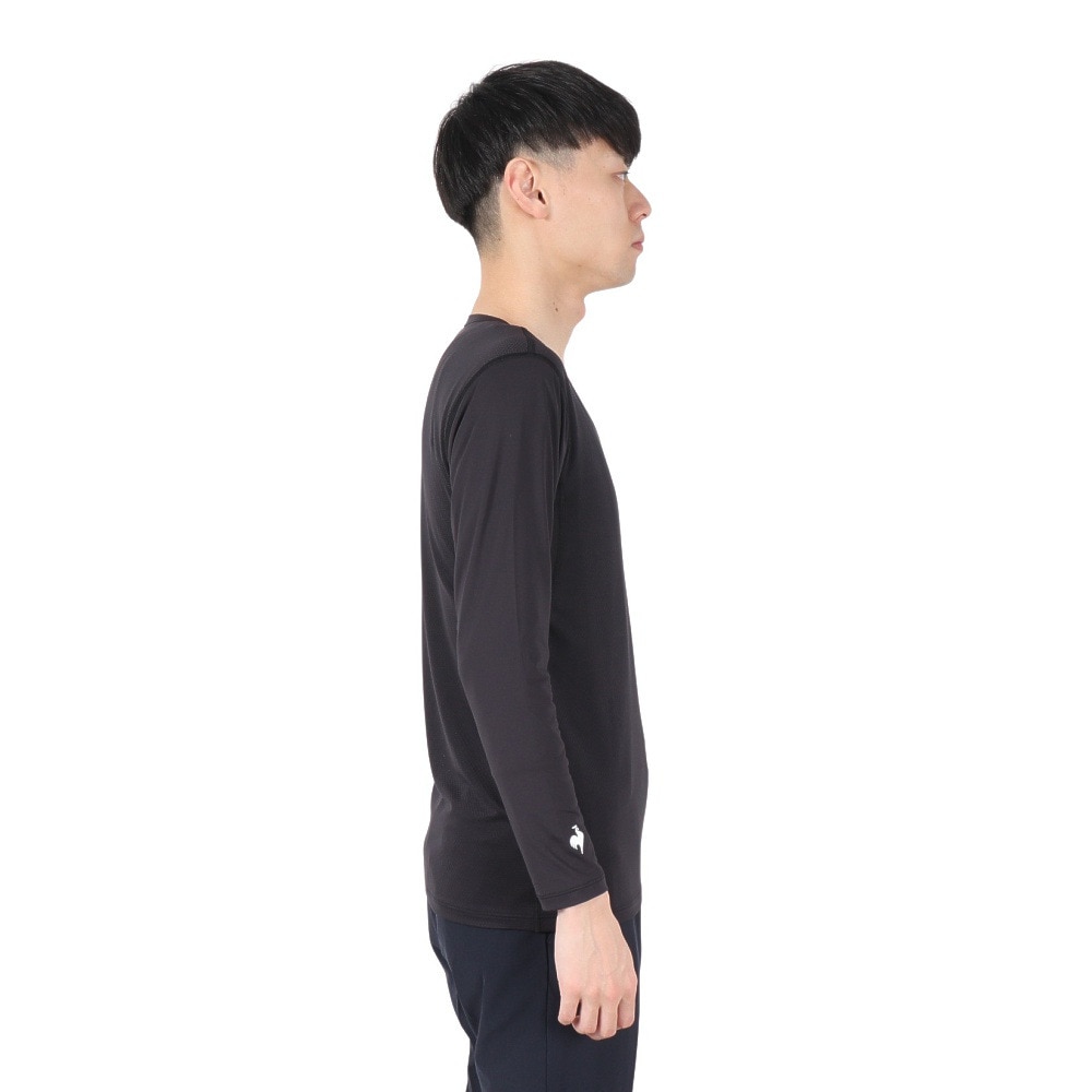 ルコックスポルティフ（lecoqsportif）（メンズ）ゴルフウェア 吸汗速乾 ストレッチフォーサー Vネック メッシュ 長袖 アンダーシャツ QGMXJM01BK00