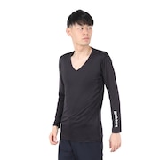 (メンズ)ゴルフウェア 吸汗速乾 ストレッチフォーサー Vネック メッシュ 長袖 アンダーシャツ QGMXJM01BK00