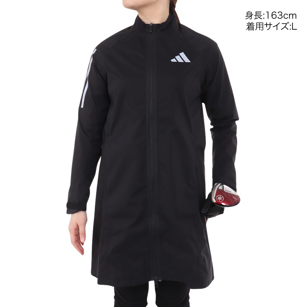 アディダス（adidas）（レディース）ゴルフウェア 防水 撥水 レインウェア ワンピース 収納袋付 BXE40-IA9338BK