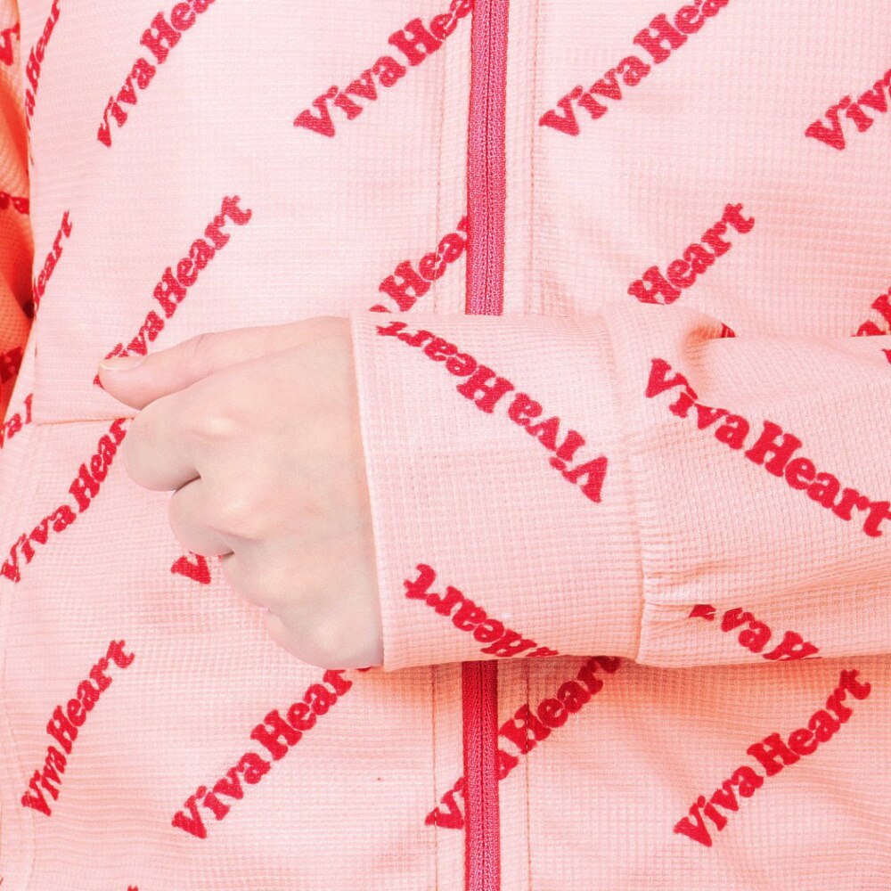 ビバハート（VIVA HEART）（レディース）ゴルフウェア アウター 総柄 吸汗速乾 バナーワッフルタイポパーカー 012-37910-073