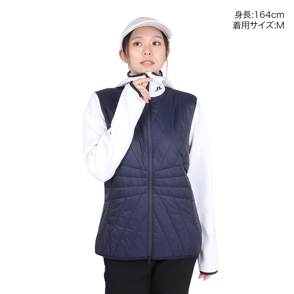 J.LINDEBERG（レディース）ゴルフウェア アウター 速乾 保温 Holma Quilt Hybrid フルジップパーカー 072-52010-098