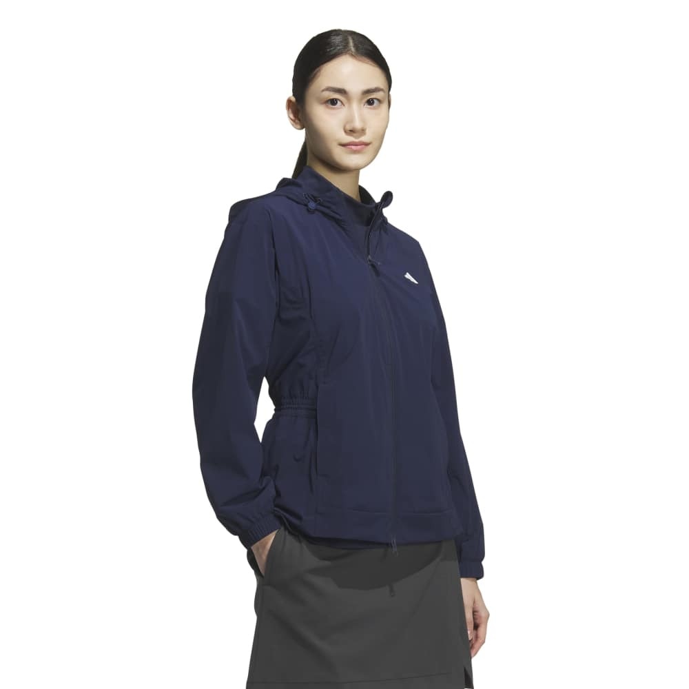 アディダス（adidas）（レディース）ゴルフウェア 撥水 フルジップ フード付きウインドジャケット JWJ99-JM7180 NVY