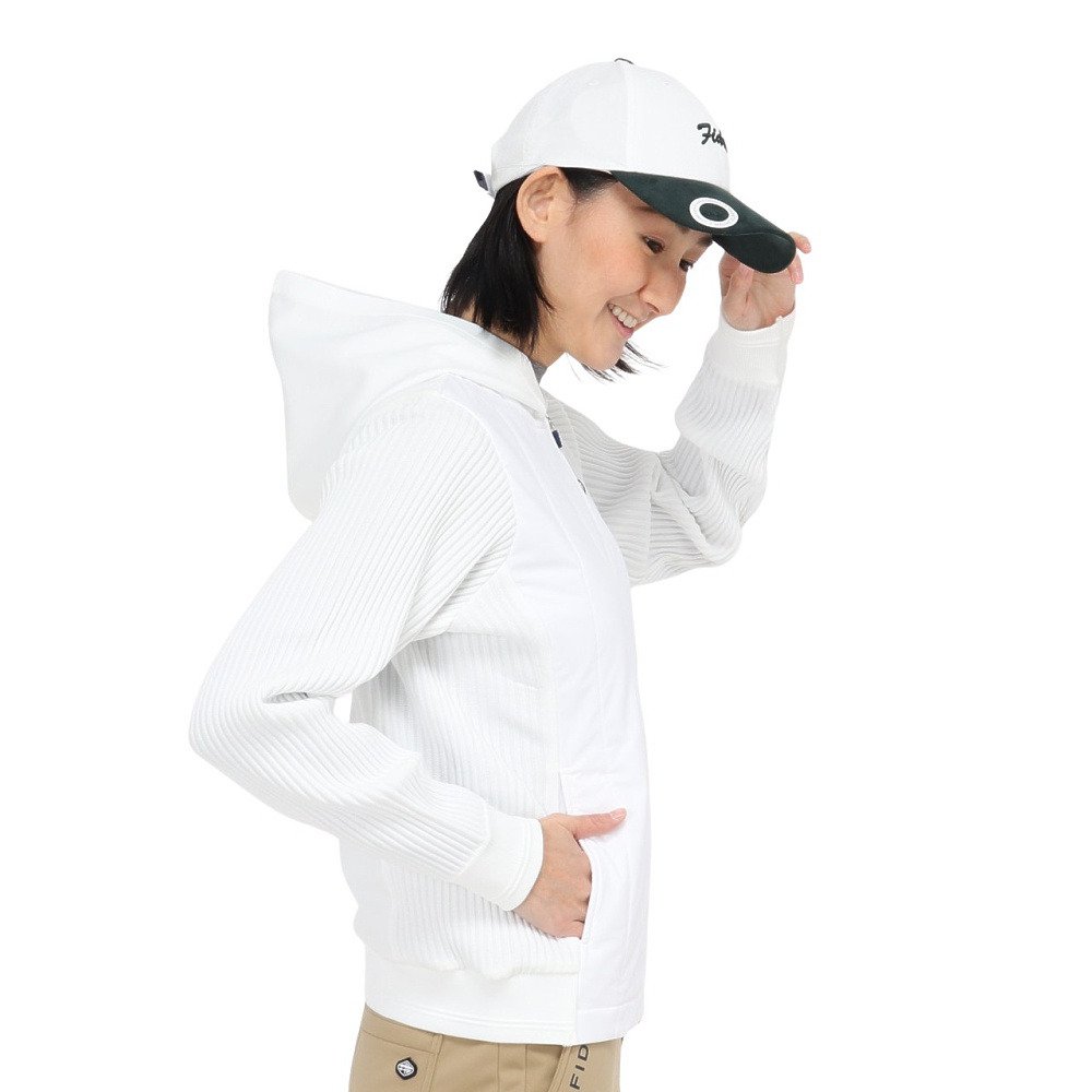 フィドラ（FIDRA）（レディース）ゴルフウェア 吸湿発熱 長袖 パーカー ハイブリッドブルゾン FD5SUY15 WHT