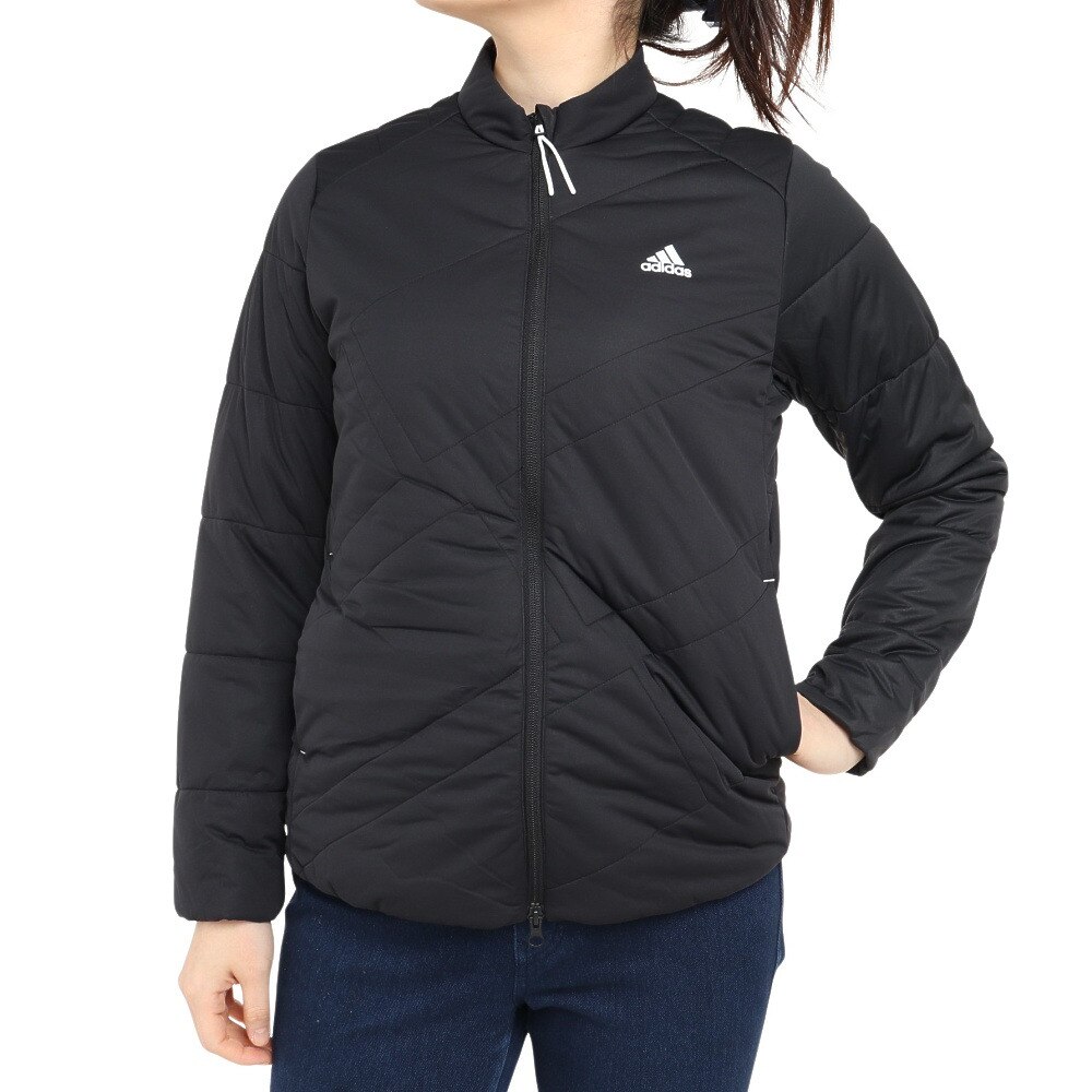 アディダス(adidas)(レディース)ゴルフウェア アウター 撥水 ビッグアディダスロゴ 保温 中綿長袖フルジップジャケット WF642HG8225 BK