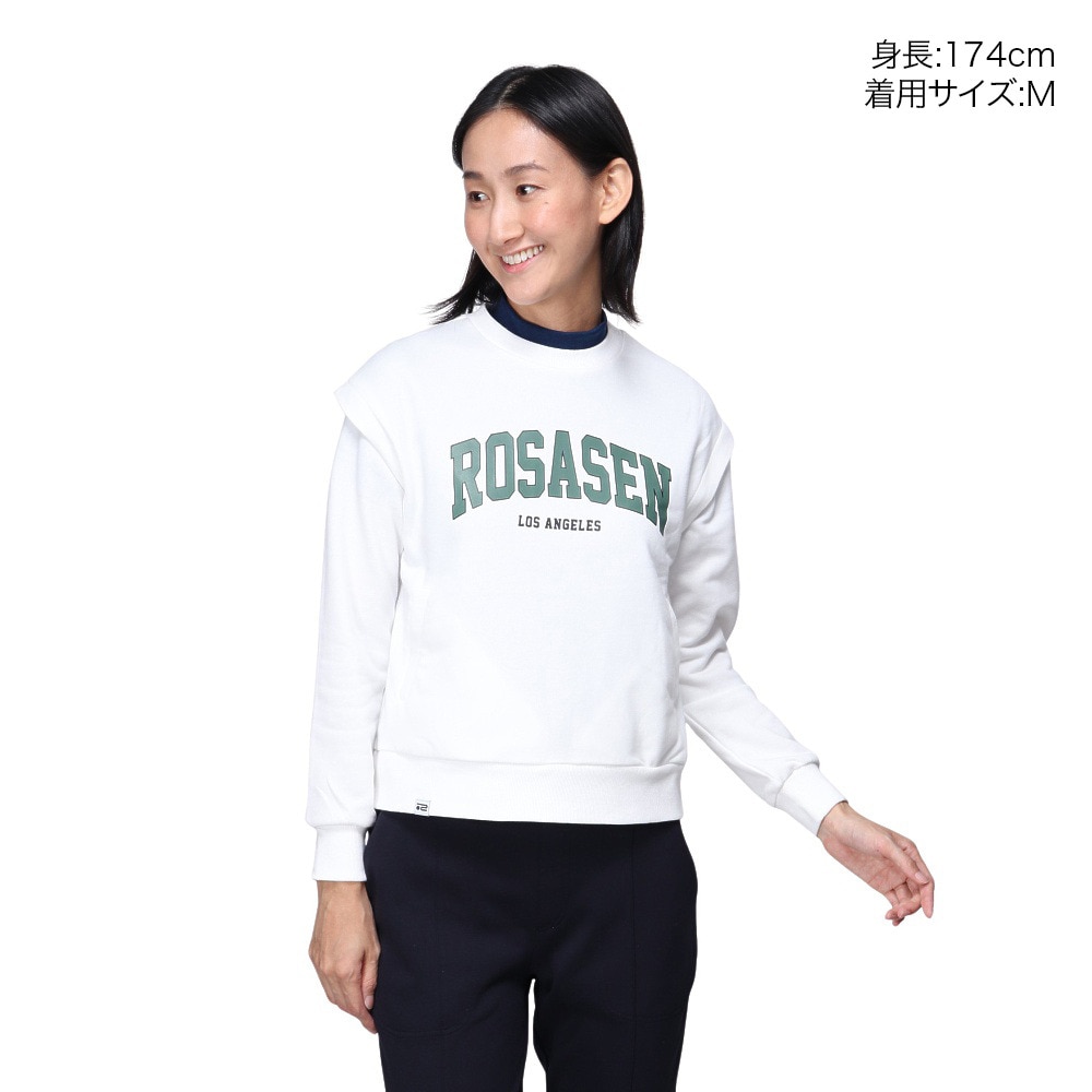 ROSASEN（レディース）ゴルフウェア 長袖スウェット A-Line エアースルー プルオーバー 048-32912-004
