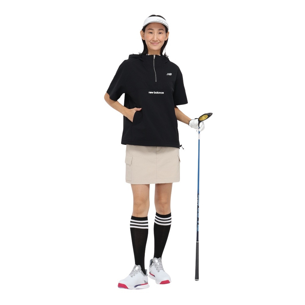 ニューバランス（new balance）（レディース）ゴルフウェア アウター 半袖 ハーフジップ プルオーバー フーディー 012-5121501-010