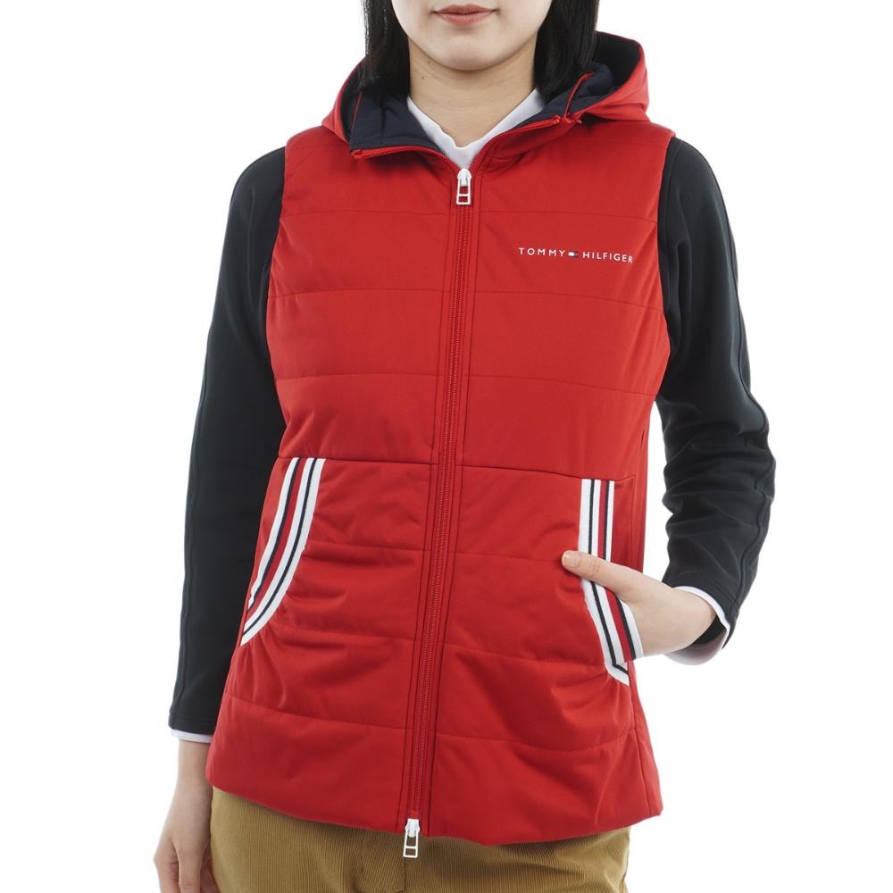 トミー ヒルフィガー ゴルフ（TOMMY HILFIGER GOLF）（レディース）ゴルフウェア 中綿 キルトベスト THLA581-RED