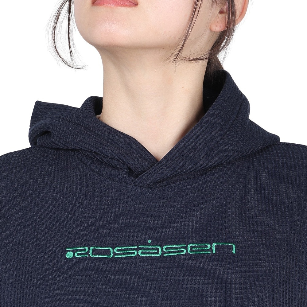 ROSASEN（レディース）ゴルフウェア エアーストレッチ ワッフル裏起毛 半袖パーカー 045-42972-098-24AW
