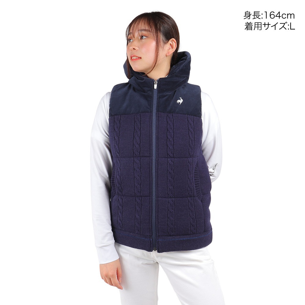 ルコックスポルティフ（lecoqsportif）（レディース）ゴルフウェア アウター 防風 中わたニットベスト QGWWJK50 NV00