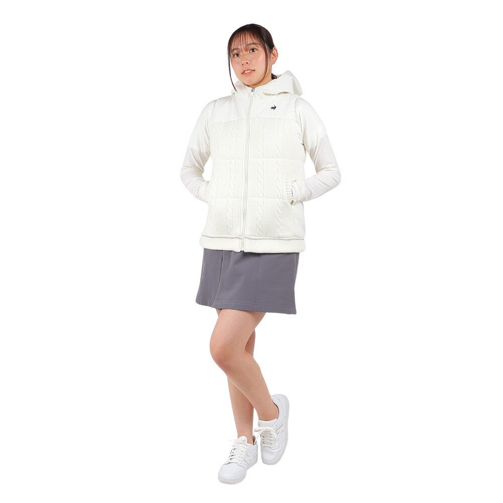 ルコックスポルティフ（lecoqsportif）（レディース）ゴルフウェア アウター 防風 中わたニットベスト QGWWJK50 WH00