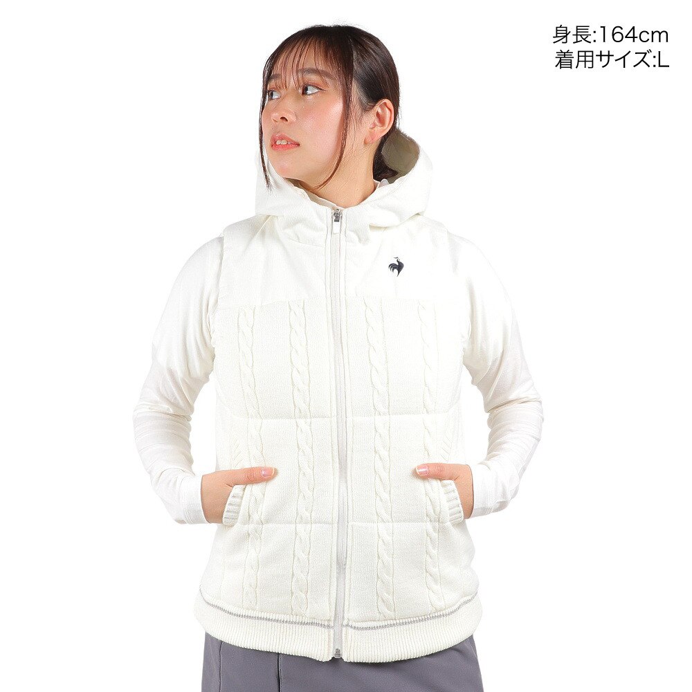 ルコックスポルティフ（lecoqsportif）（レディース）ゴルフウェア アウター 防風 中わたニットベスト QGWWJK50 WH00