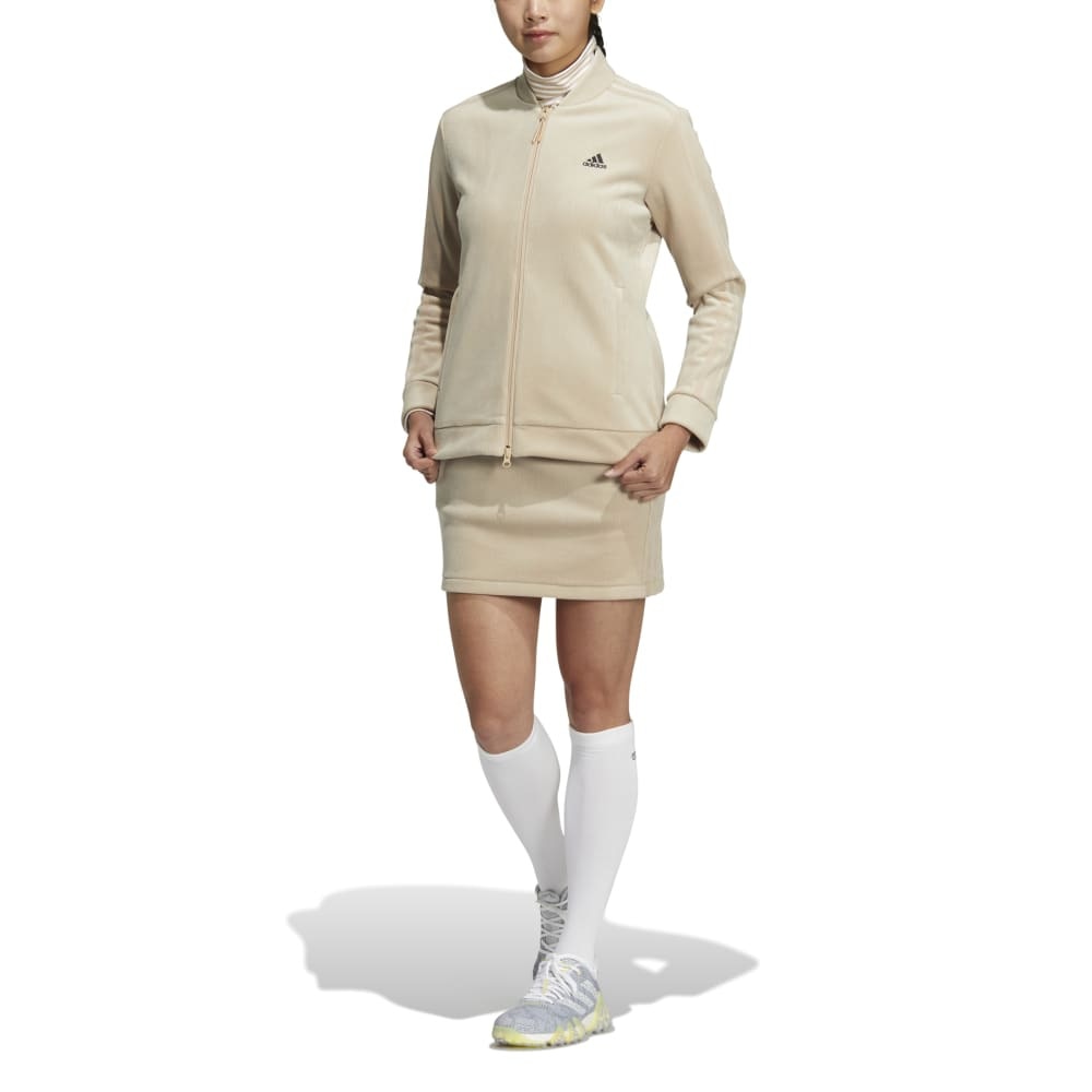 アディダス(adidas)(レディース)ゴルフウェア アウター スリーストライプス ストレッチコーデュロイ セットアップ SW136HI1498 BE