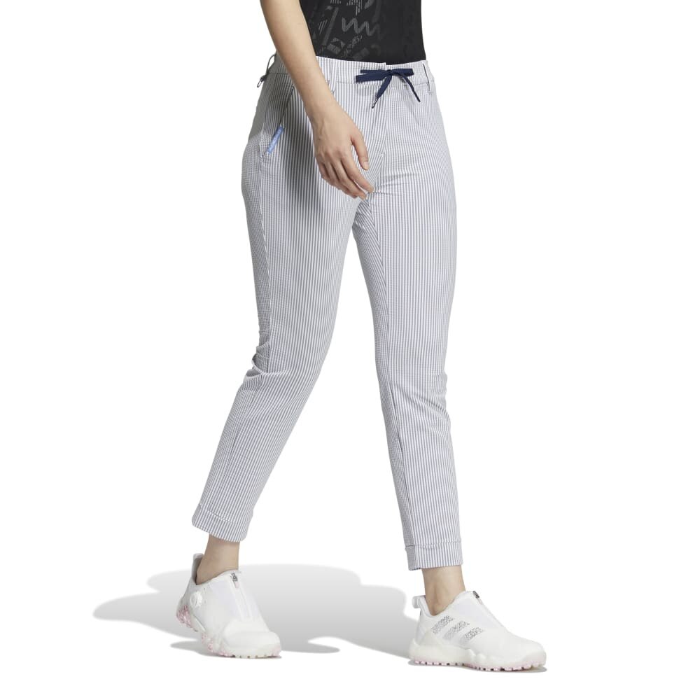 アディダス（adidas）（レディース）ゴルフウェア EX STRETCH シアサッカーアンクルパンツ NMJ42-HS6983WH/NV ゴルフ 用品はヴィクトリアゴルフ