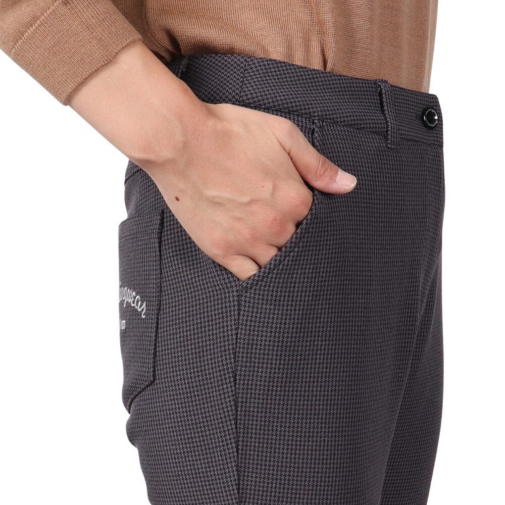 マンシングウエア（MUNSING WEAR）（レディース）ゴルフウェア ストレッチ 千鳥 ジャカード 9分丈 パンツ MG4FLP80L BK00