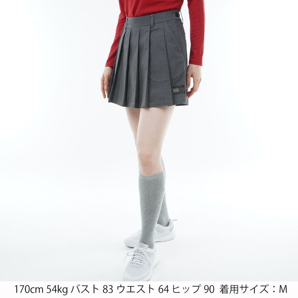 トミーヒルフィガー（TOMMY HILFIGER）（レディース）ゴルフウェア シャドウフラッグプリーツキュロット THLA355-GRY