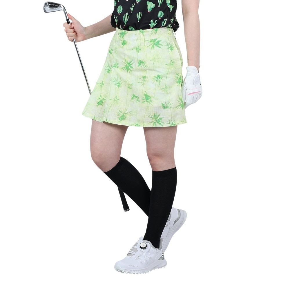 ROSASEN（レディース）ゴルフウェア インナーパンツ付 吸汗 速乾 ドットエア―プリントスカート 045-76541-021