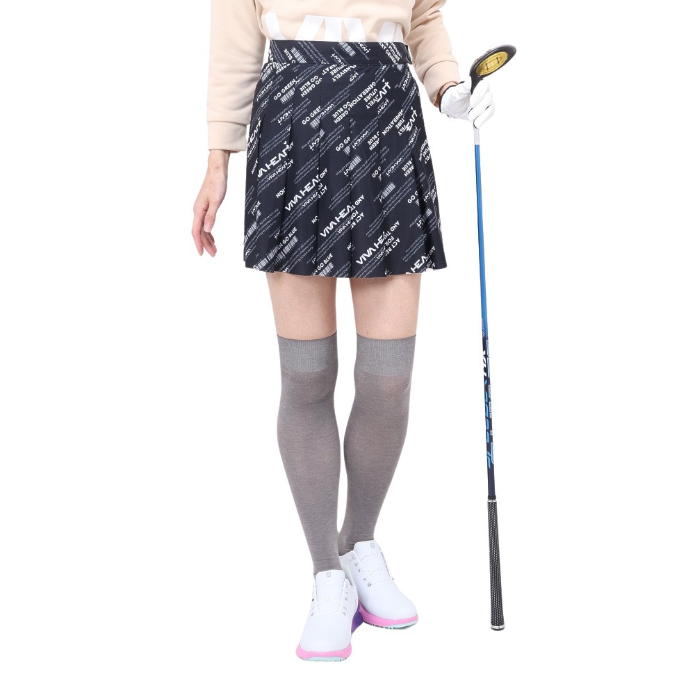 ウ゛ィバハート ゴルフウェア 吸収 速乾 UV 接触冷感 ストレッチ フリーカット コンチェロタイポプリントプリーツスカート 012-76441-019 Ｌ 90 ウェアの画像