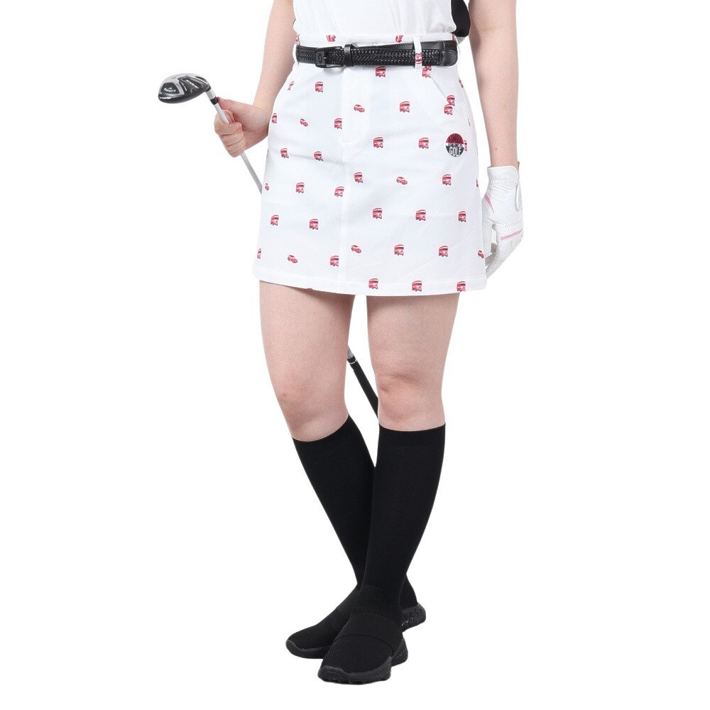 アドミラル ゴルフ（Admiral GOLF）（レディース）ゴルフウェア インナーパンツ付き 吸汗 速乾 プリント スカート ADLA225-WHT★★★