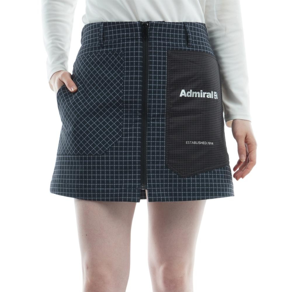 アドミラル ゴルフ（Admiral GOLF）（レディース）ゴルフウェア 撥水 ウィンドペーンフロントジップスカート ADLA292-BLK