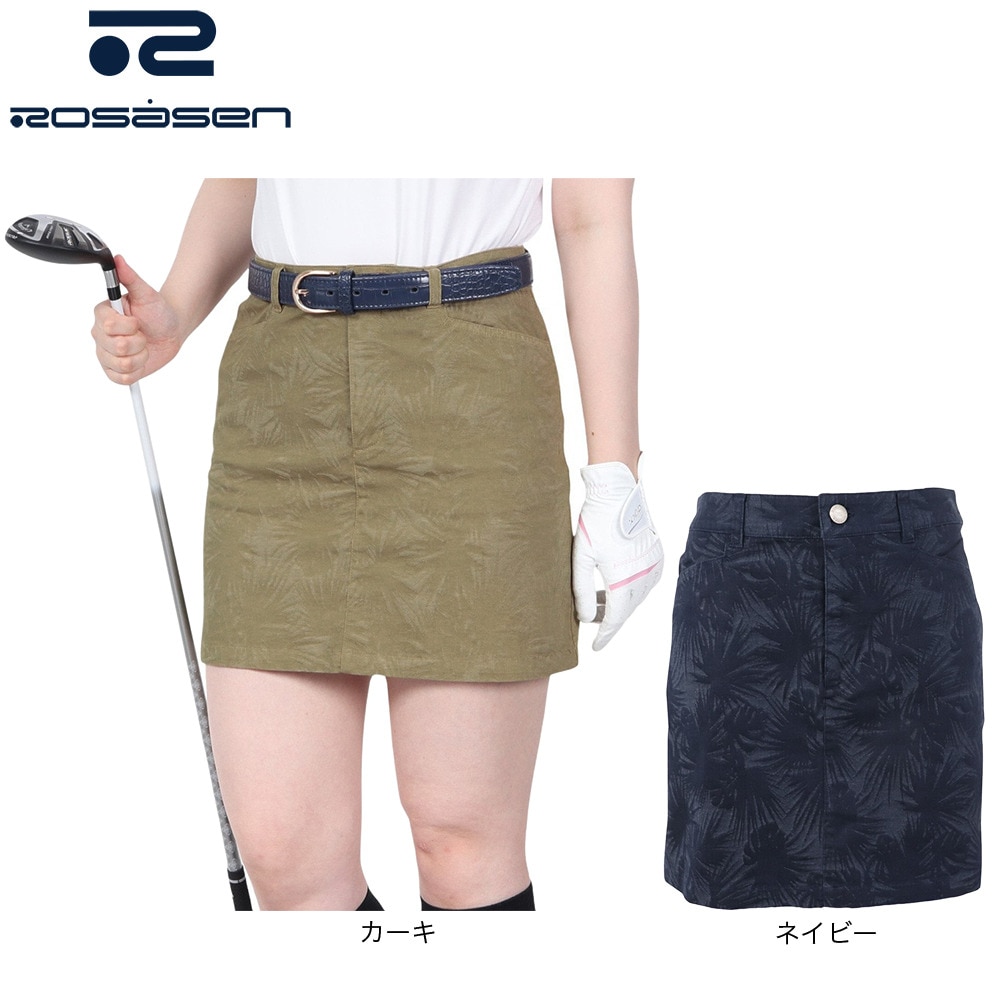 ROSASEN（レディース）ゴルフウェア 接触冷感 C/Tリーフ柄 JQストレッチスカート 045-78343-026
