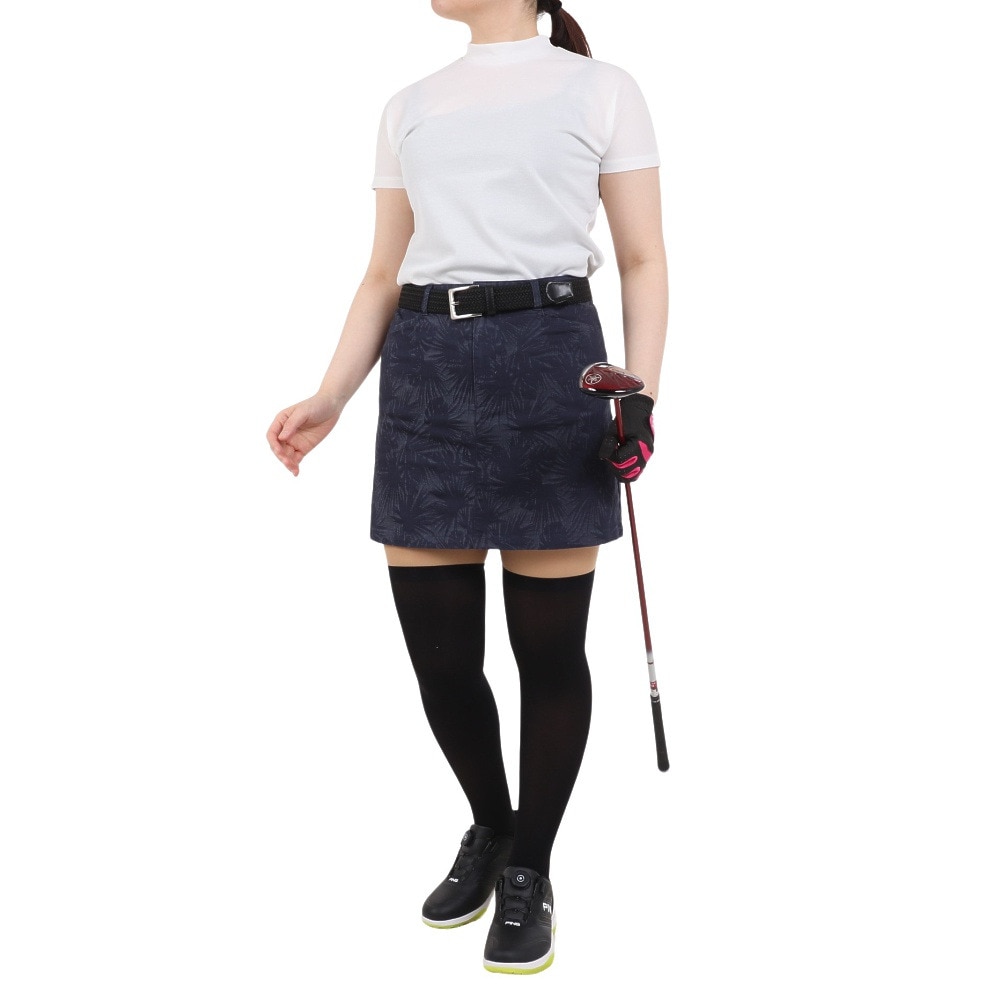 ROSASEN（レディース）ゴルフウェア 接触冷感 C/Tリーフ柄 JQストレッチスカート 045-78343-098
