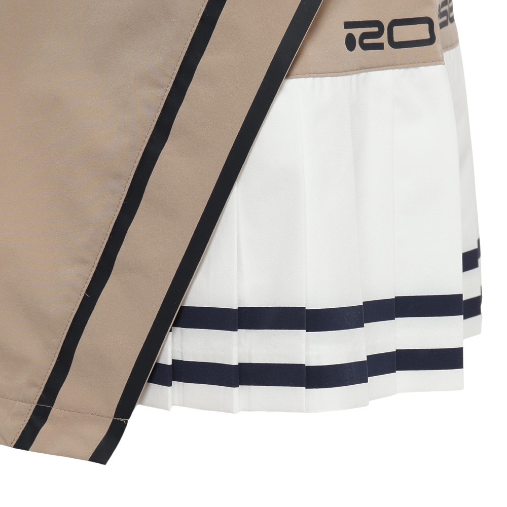 ROSASEN（レディース）ゴルフウェア インナーパンツ付 吸水速乾 接触冷感 A-Line 配色アシメプリーツスカート 048-78441-052