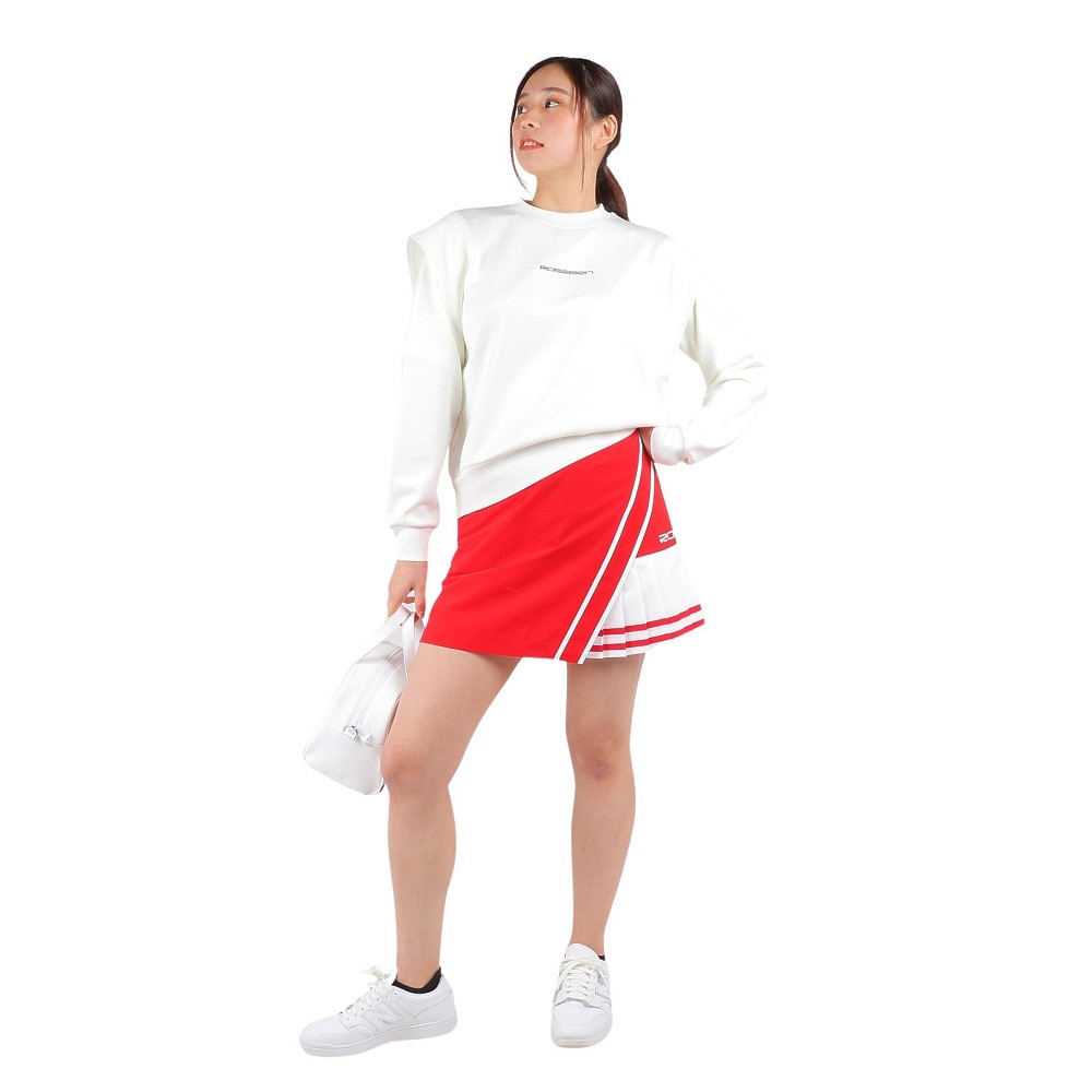 ROSASEN（レディース）ゴルフウェア インナーパンツ付き 吸水速乾 接触冷感 A-Line 配色アシメプリーツスカート 048-78441-063