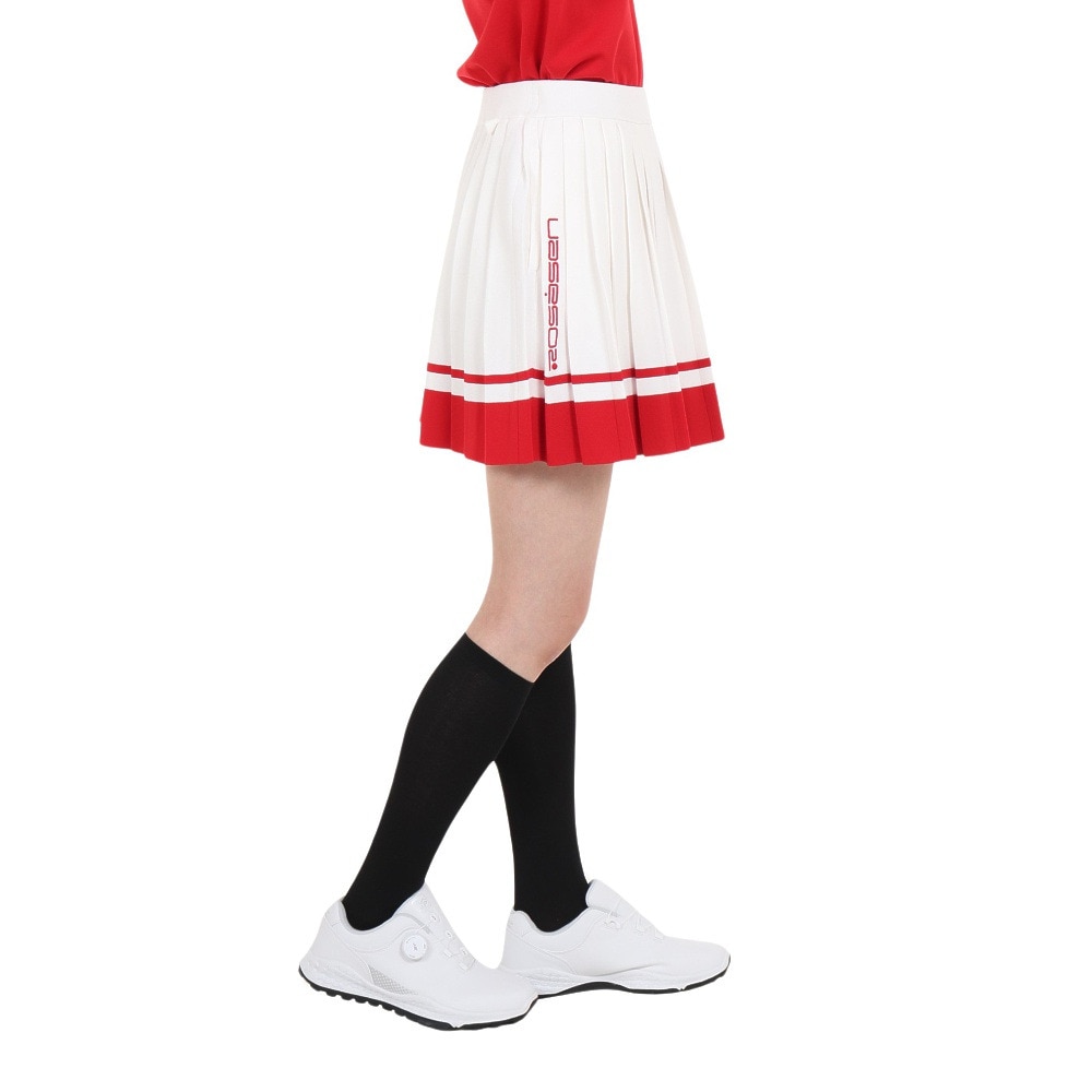 ROSASEN（レディース）ゴルフウェア A-Line バイカラー プリーツスカート 048-79942-063
