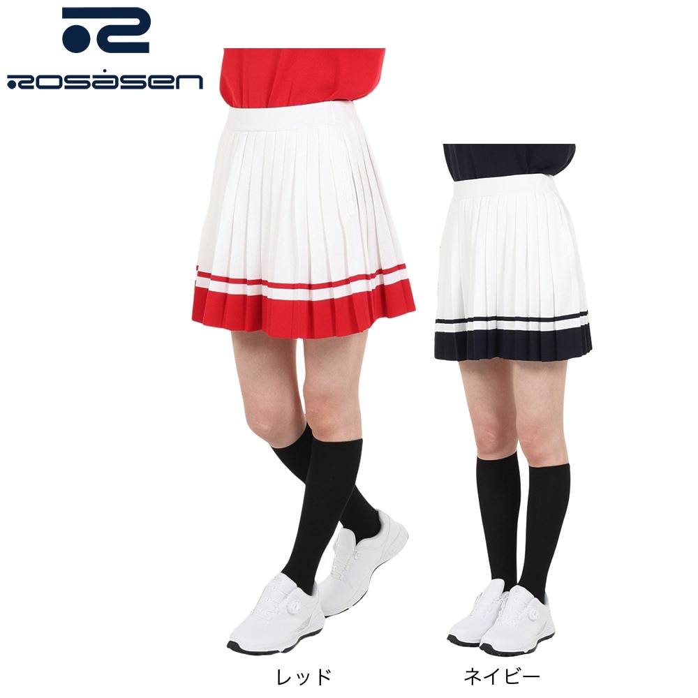 ROSASEN（レディース）ゴルフウェア A-Line バイカラー プリーツスカート 048-79942-098