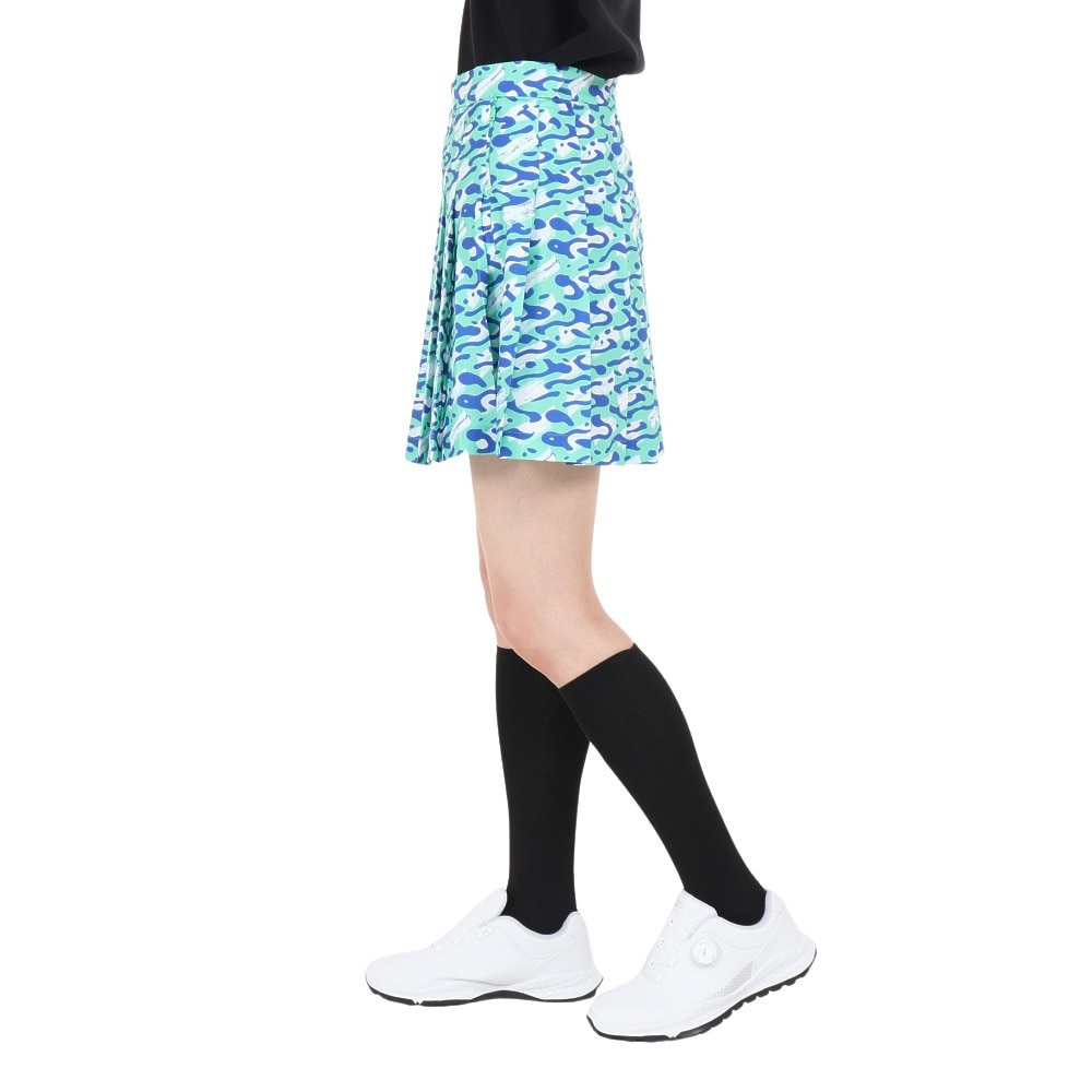 J.LINDEBERG（レディース）ゴルフウェア インナーパンツ付き 速乾 Adina シーズンプリントプリーツスカート 072-79848-023