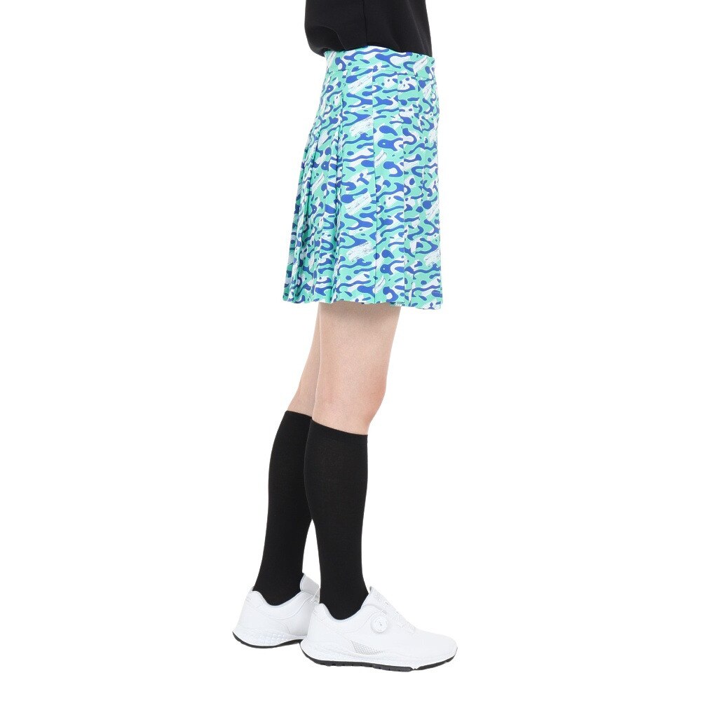 J.LINDEBERG（レディース）ゴルフウェア インナーパンツ付き 速乾 Adina シーズンプリントプリーツスカート 072-79848-023