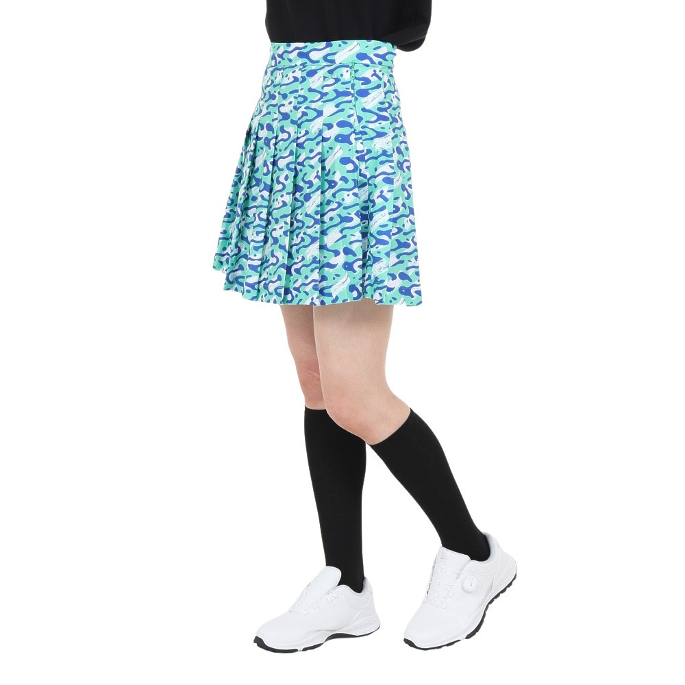 J.LINDEBERG（レディース）ゴルフウェア インナーパンツ付き 速乾 Adina シーズンプリントプリーツスカート 072-79848-023
