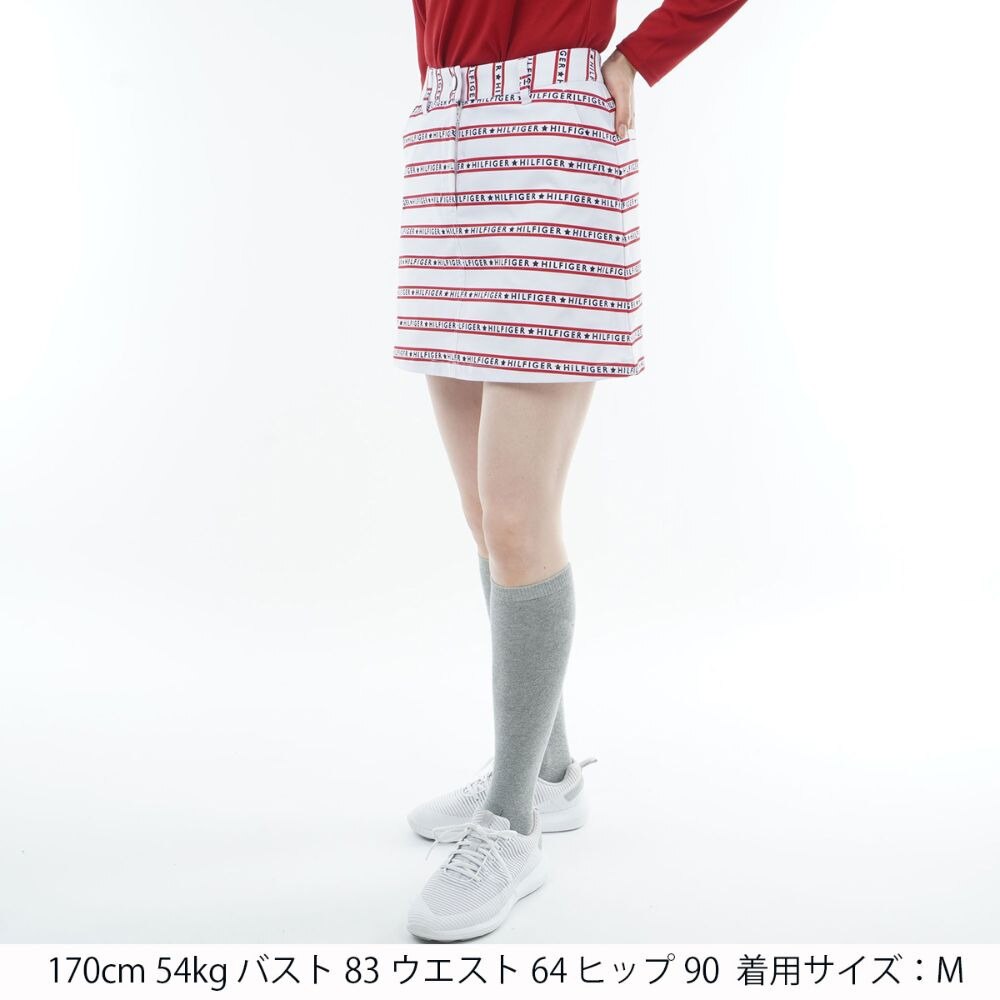 トミーヒルフィガー(TOMMY HILFIGER)(レディース)ロゴストライプ スカート THLA353-WHT