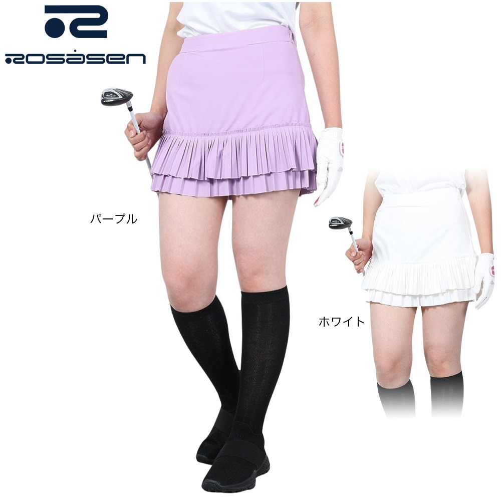 ROSASEN（レディース）ゴルフウェア インナーパンツ付き A-Line デザインプリーツスカート 048-71443-081