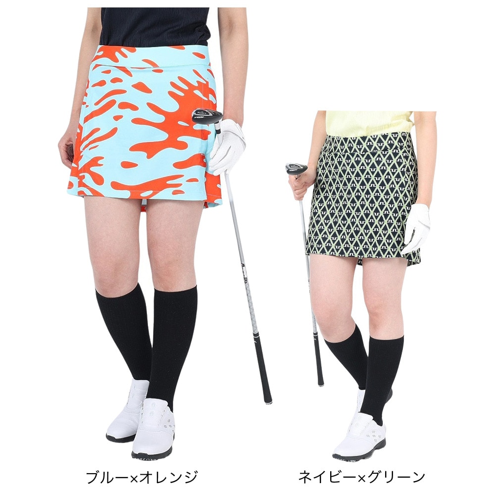 J.LINDEBERG（レディース）ゴルフウェア 吸水速乾 インナーパンツ付き Amelie Mid Print スカート 072-71475-094