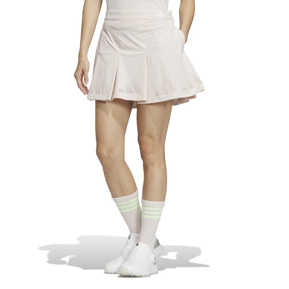 アディダス（adidas）（レディース）ゴルフウェア インナーパンツ付き 吸汗速乾 BOSロゴパンチングフレアスカート IKJ57-IN6593BEG★★★