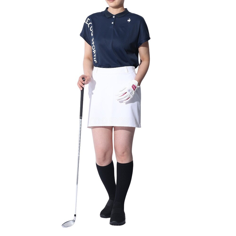 ルコックスポルティフ（lecoqsportif）（レディース）ゴルフウェア インナーパンツ付き 吸汗速乾 裾ロゴスポーティスカート QGWXJE03 WH00