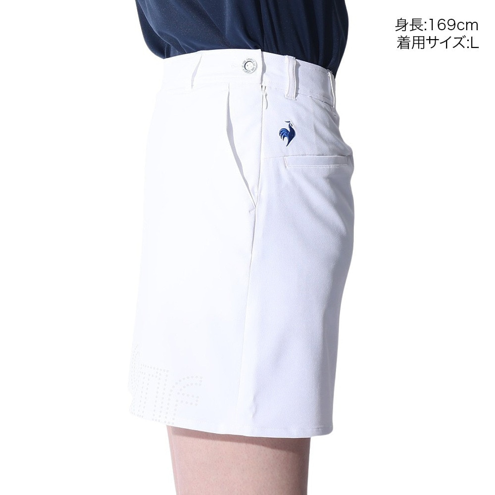 ルコックスポルティフ（lecoqsportif）（レディース）ゴルフウェア インナーパンツ付き 吸汗速乾 裾ロゴスポーティスカート QGWXJE03 WH00