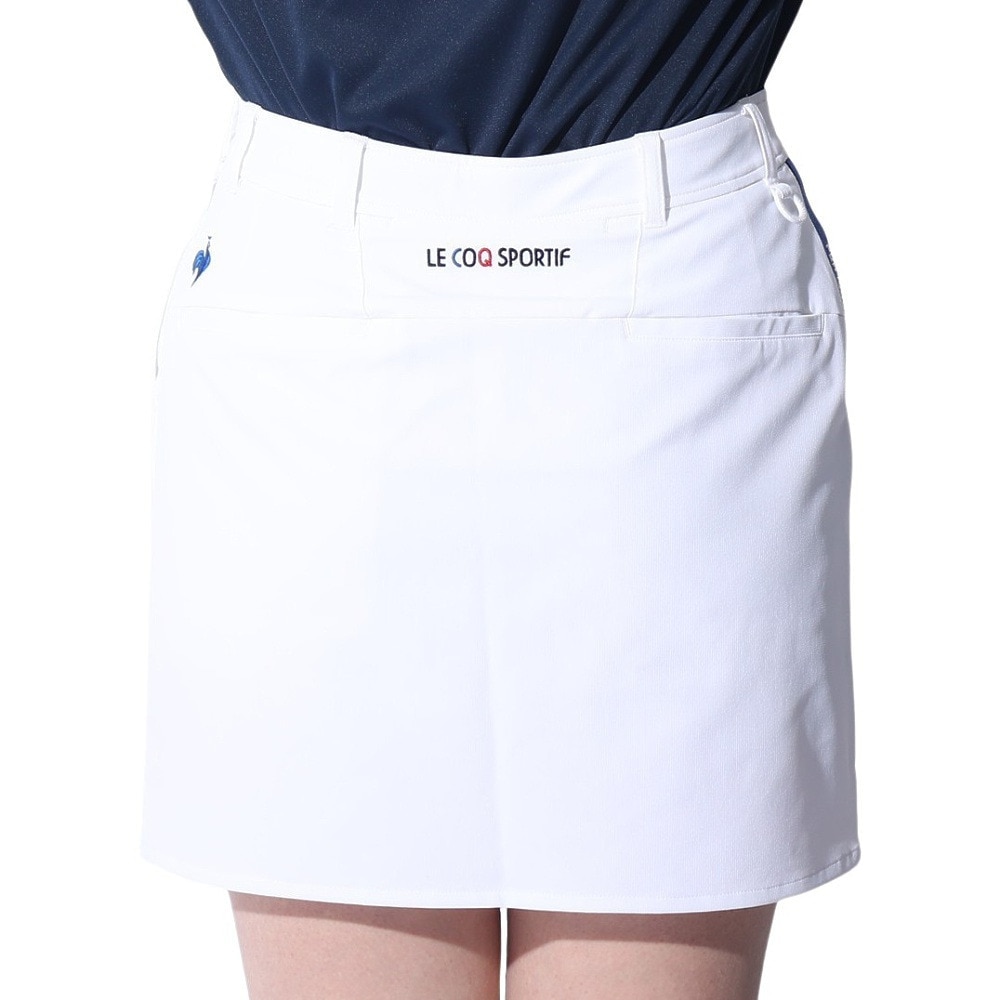 ルコックスポルティフ（lecoqsportif）（レディース）ゴルフウェア インナーパンツ付き 吸汗速乾 裾ロゴスポーティスカート QGWXJE03 WH00