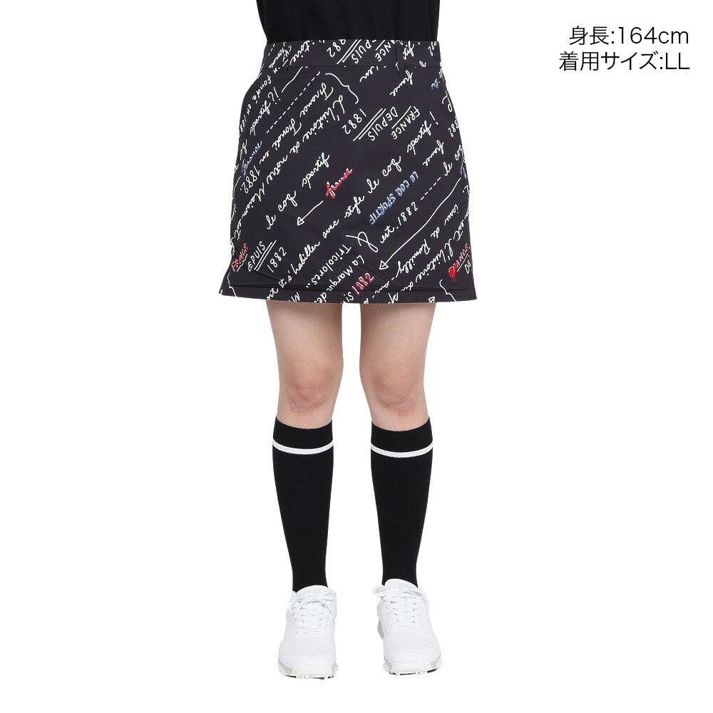 ルコックスポルティフ（lecoqsportif）（レディース）ゴルフウェア 撥水 保温 総柄スカート LG4FSK04L BK00