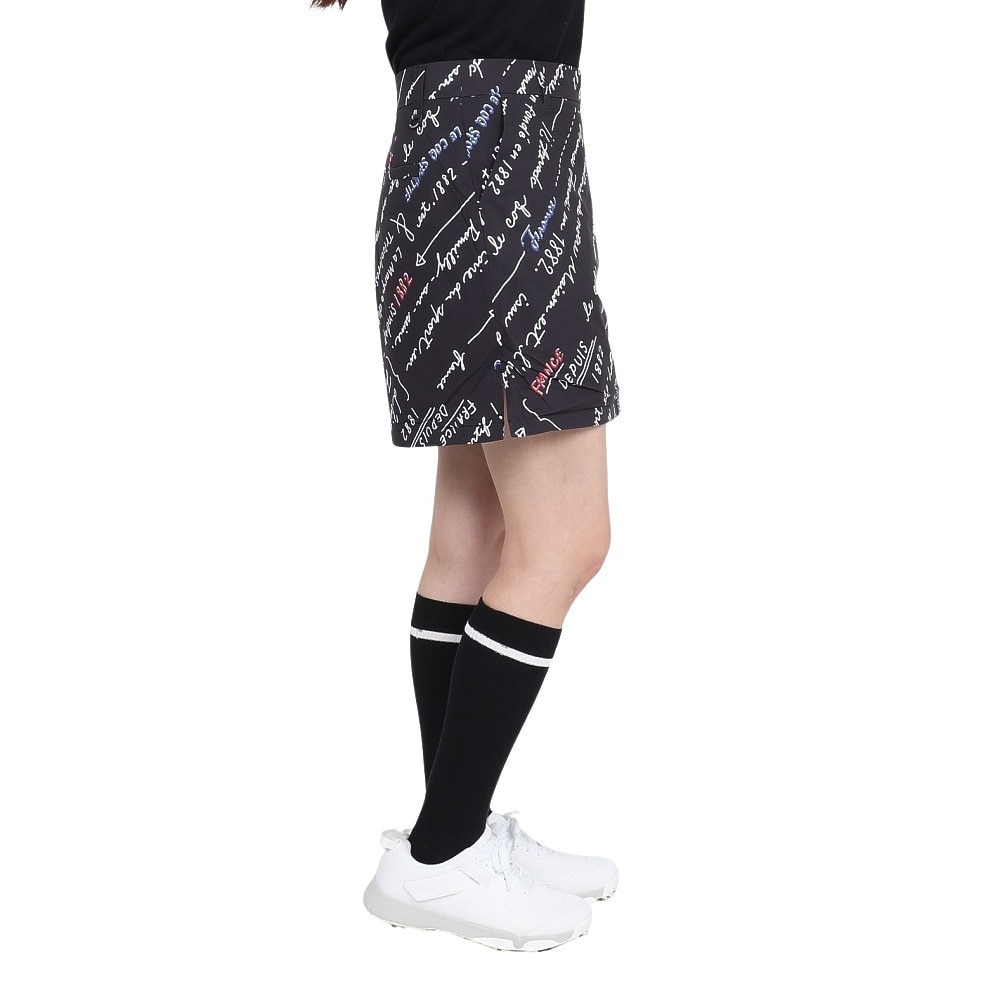 ルコックスポルティフ（lecoqsportif）（レディース）ゴルフウェア 撥水 保温 総柄スカート LG4FSK04L BK00