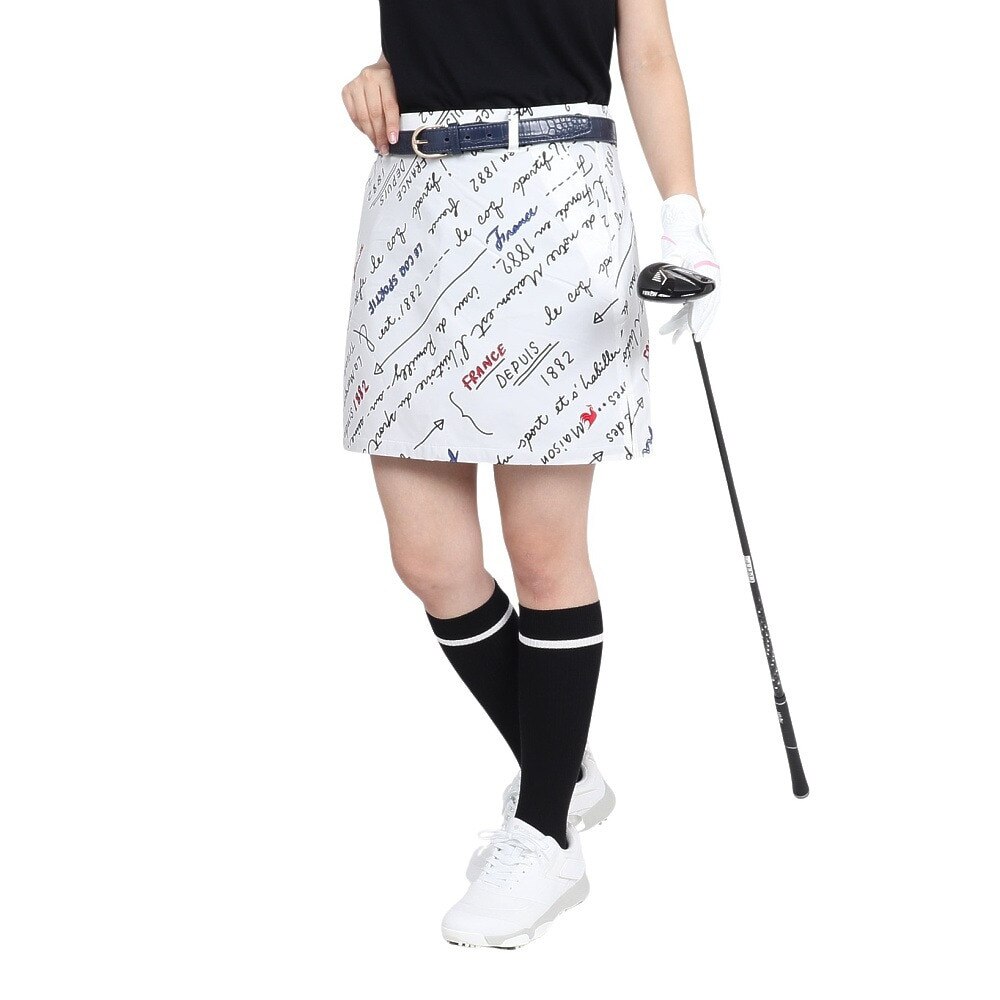 ルコックスポルティフ（lecoqsportif）（レディース）ゴルフウェア 撥水 保温 総柄スカート LG4FSK04L WH00