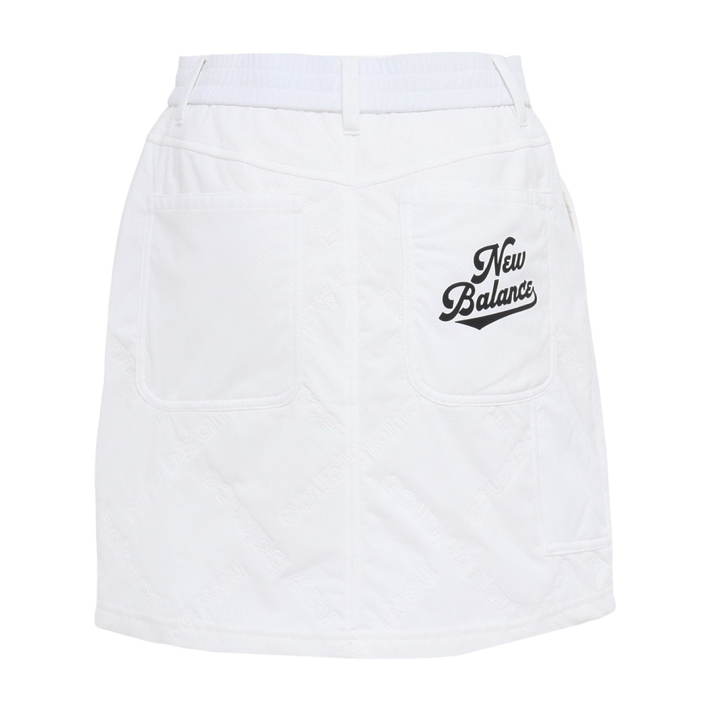 美品　ニューバランス　オフホワイト　QUILTED スカート ニューバランスゴルフ NB 【防風保温】サイドロゴテープキルティング